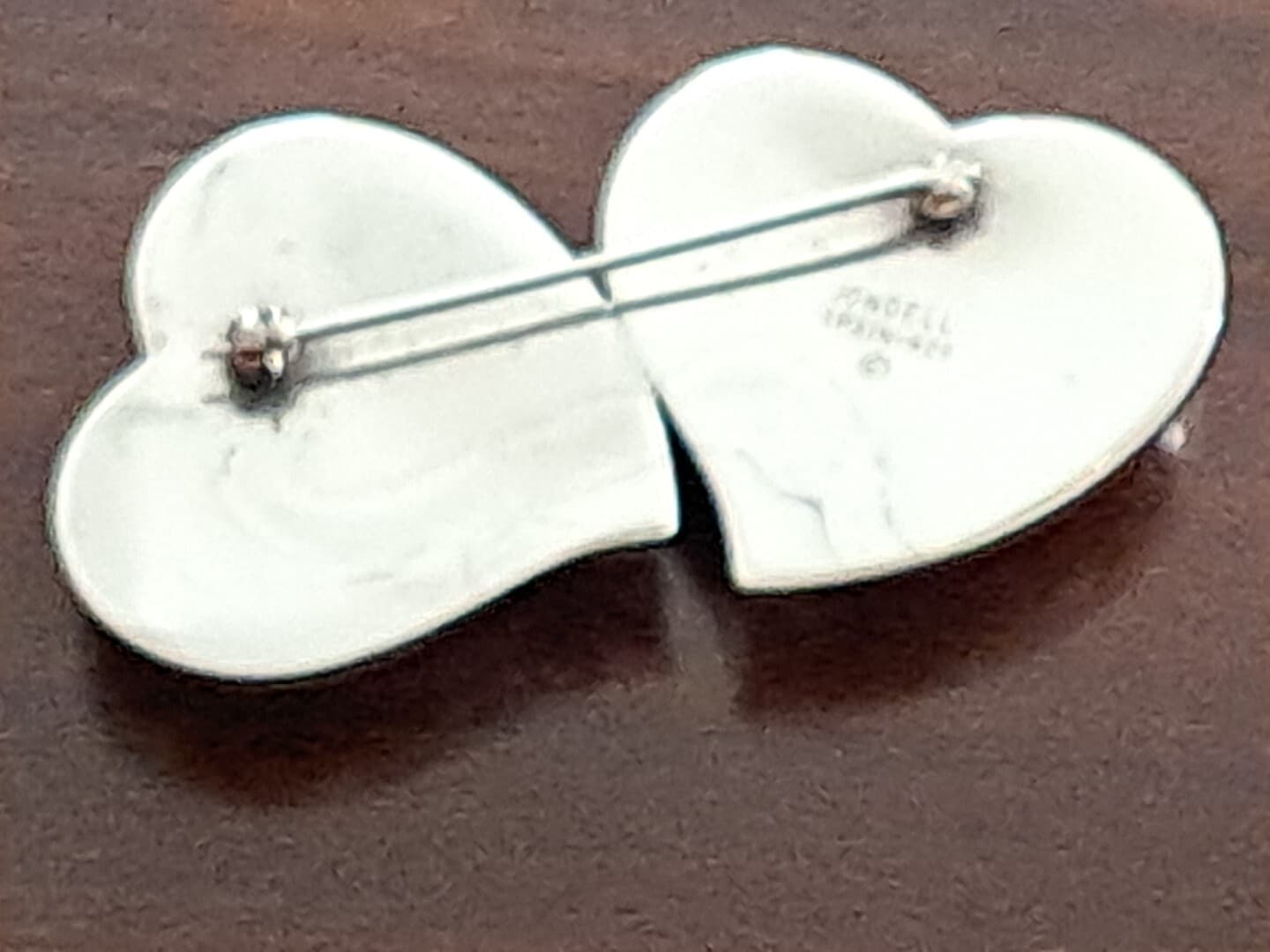 JONDELL SPAIN 925 Silver Puffy Hollow Double Love Dual Hearts Brooch Pin NEW - Thumbnail 7