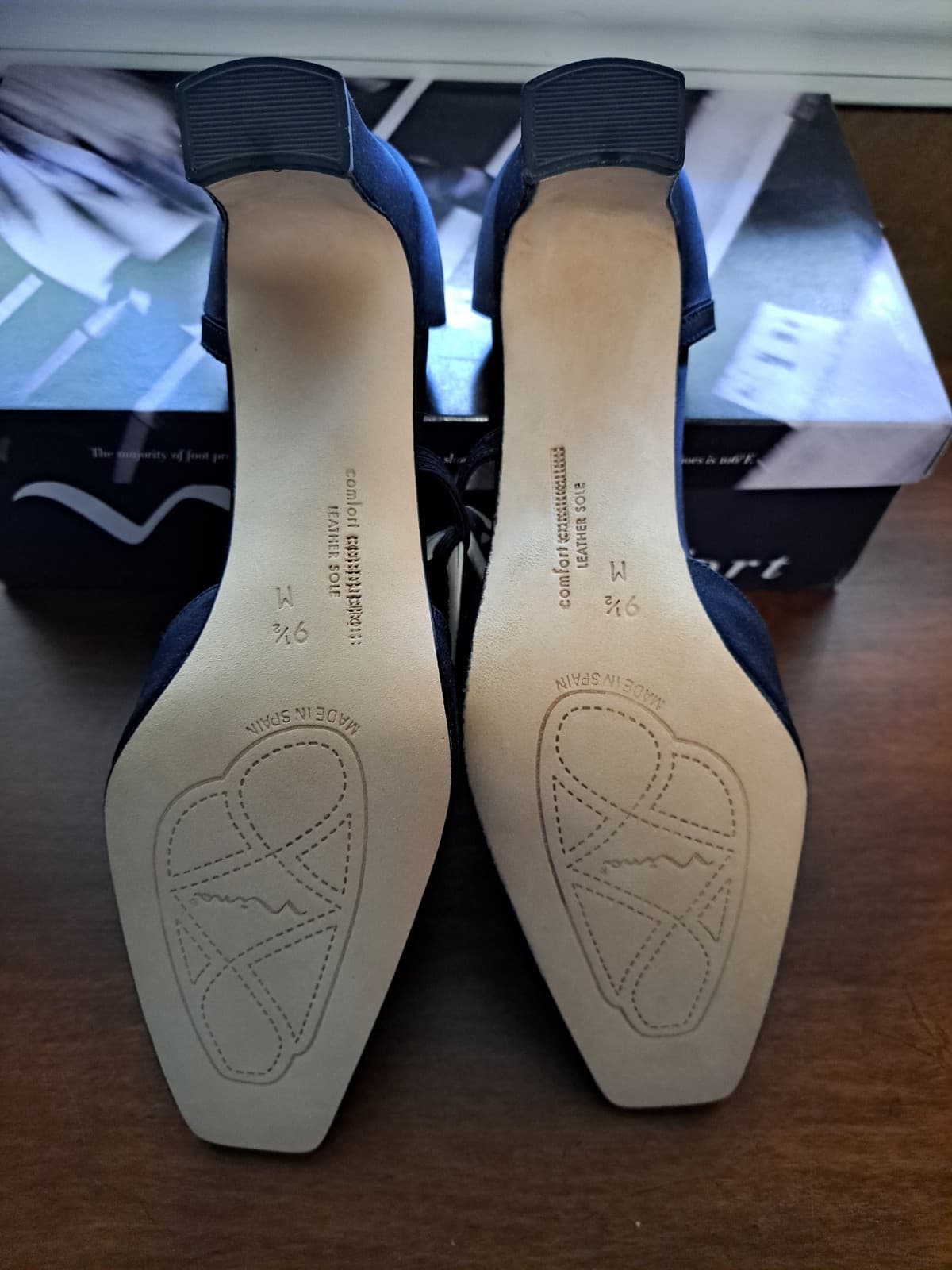 Nina Comfort Navy Blue Satin Style Strapy Evening Shoes Dress Heels Sz 9.5 Spain - Thumbnail 5