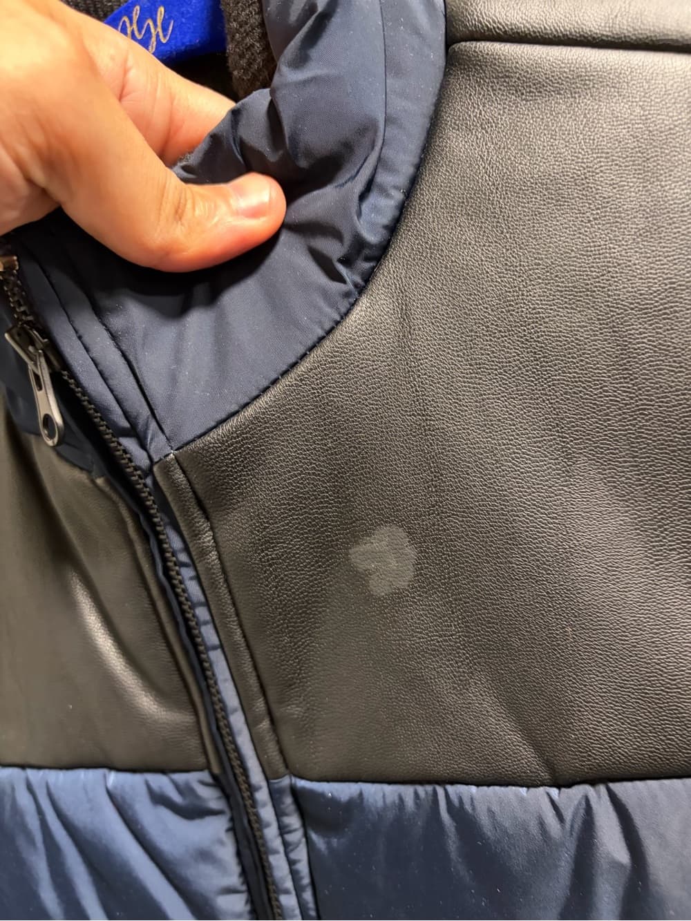 Kenneth Cole Navy Puffer Jacket with Black Yoke - Thumbnail 2