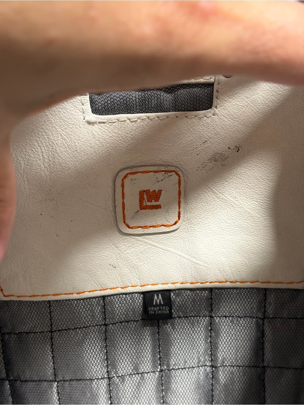 Wilsons Leather White Leather Bomber Jacket with Black Trim - Thumbnail 6