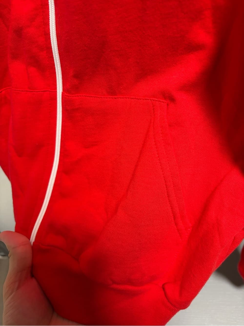 American Apparel Red Lightweight Track Jacket with White Piping - Thumbnail 3