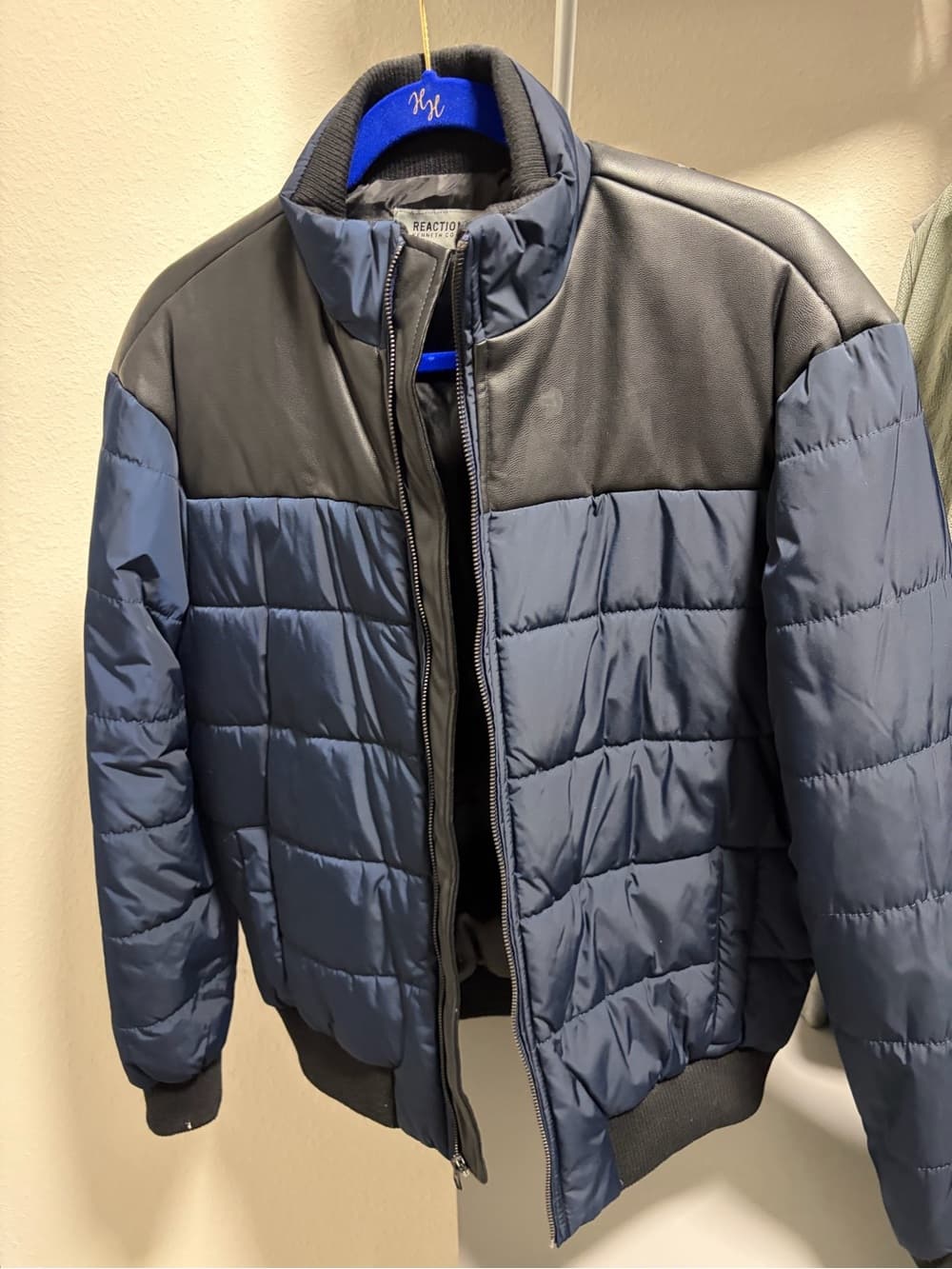 Kenneth Cole Navy Puffer Jacket with Black Yoke - Thumbnail 4