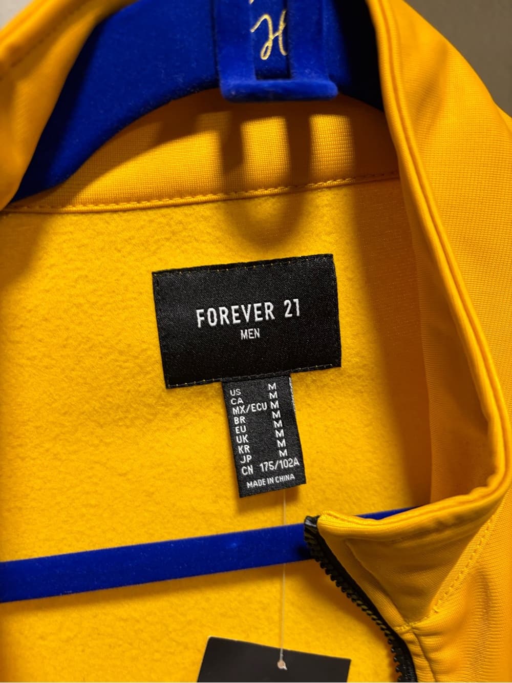 Forever 21 Men’s Yellow Track Jacket with Black Shoulder Panels - Thumbnail 4