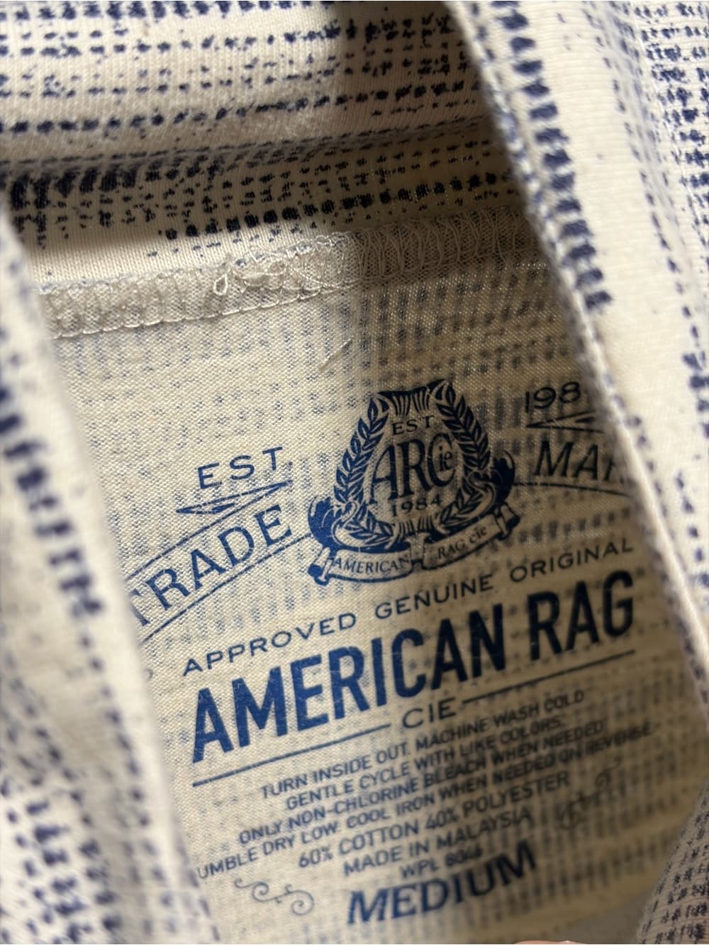 American Rag Blue and Cream Striped Cowl Neck Pullover Hoodie - Thumbnail 3