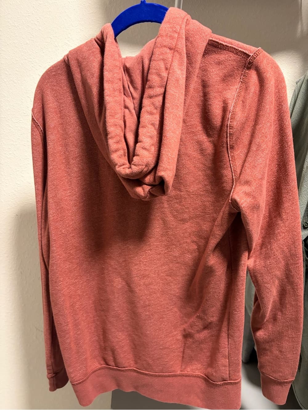 Hollister Men's Coral Zip-Up Sweatshirt with Bright Blue Logo - Thumbnail 4