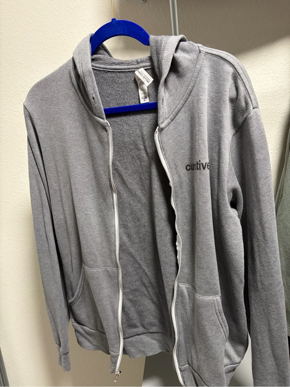 Bella Canvas Gray Hoodie with Blue Accent - Thumbnail 3