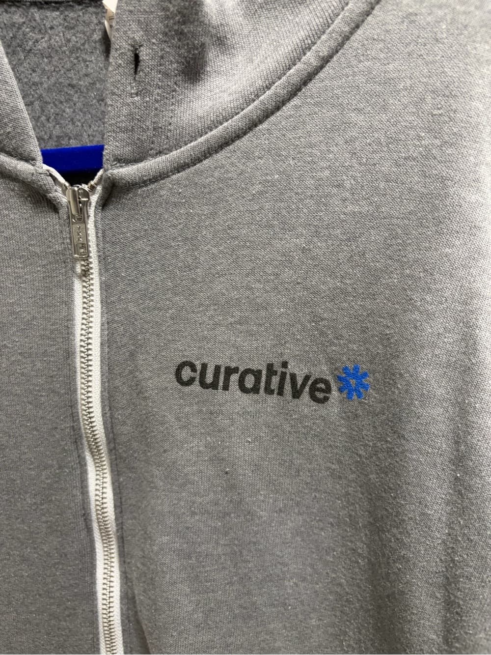 Bella Canvas Gray Hoodie with Blue Accent - Thumbnail 2