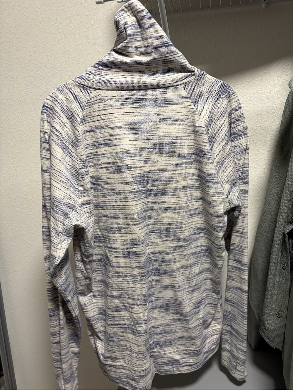 American Rag Blue and Cream Striped Cowl Neck Pullover Hoodie - Thumbnail 4