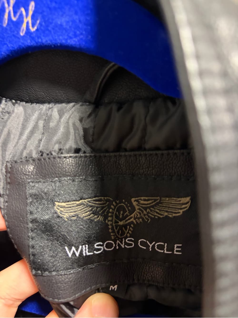 Wilson Leather Black Leather Bomber Jacket with Contrast Stripe Collar - Thumbnail 8