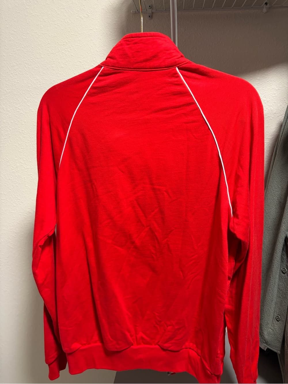 American Apparel Red Lightweight Track Jacket with White Piping - Thumbnail 5