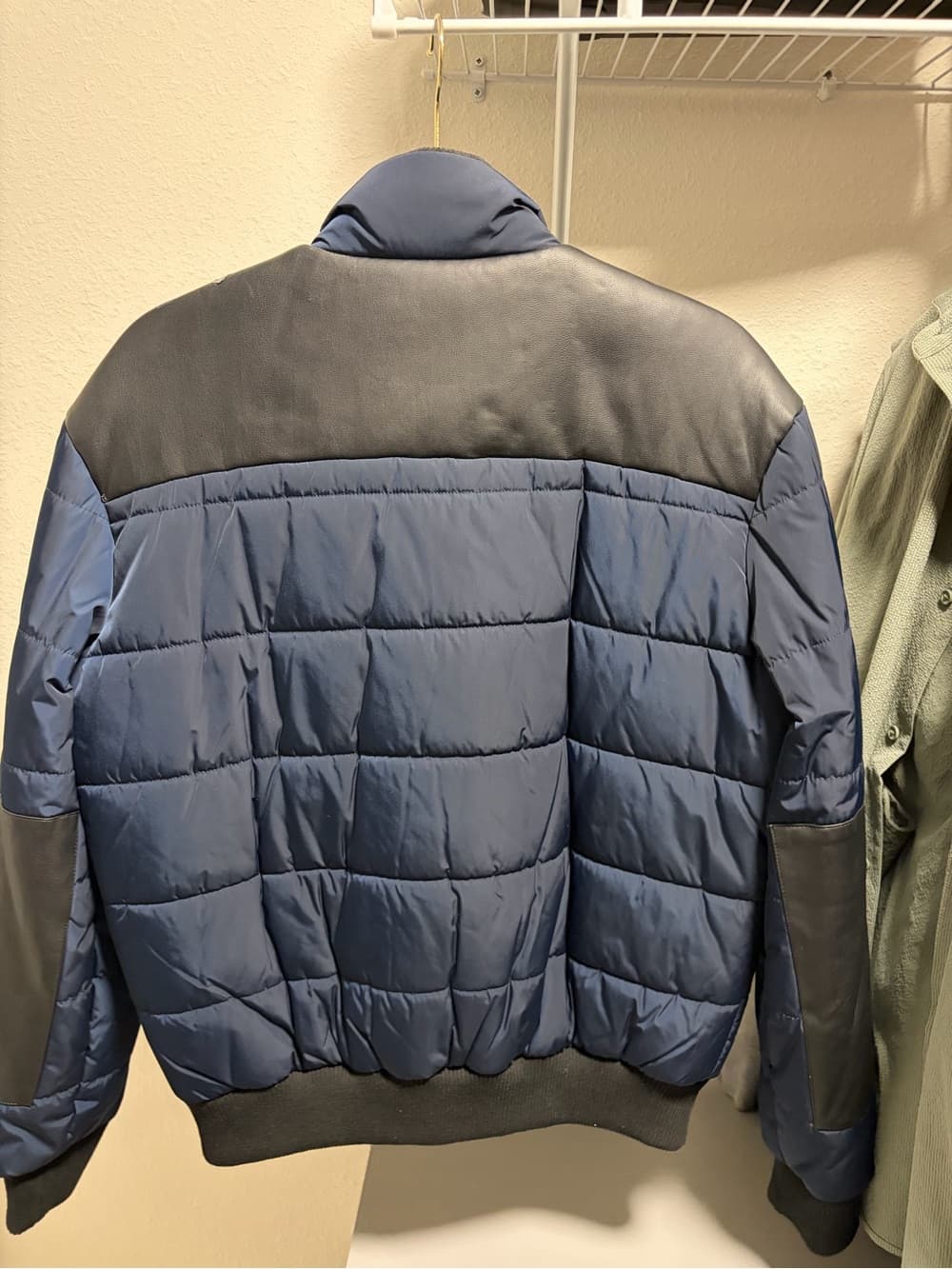 Kenneth Cole Navy Puffer Jacket with Black Yoke - Thumbnail 8