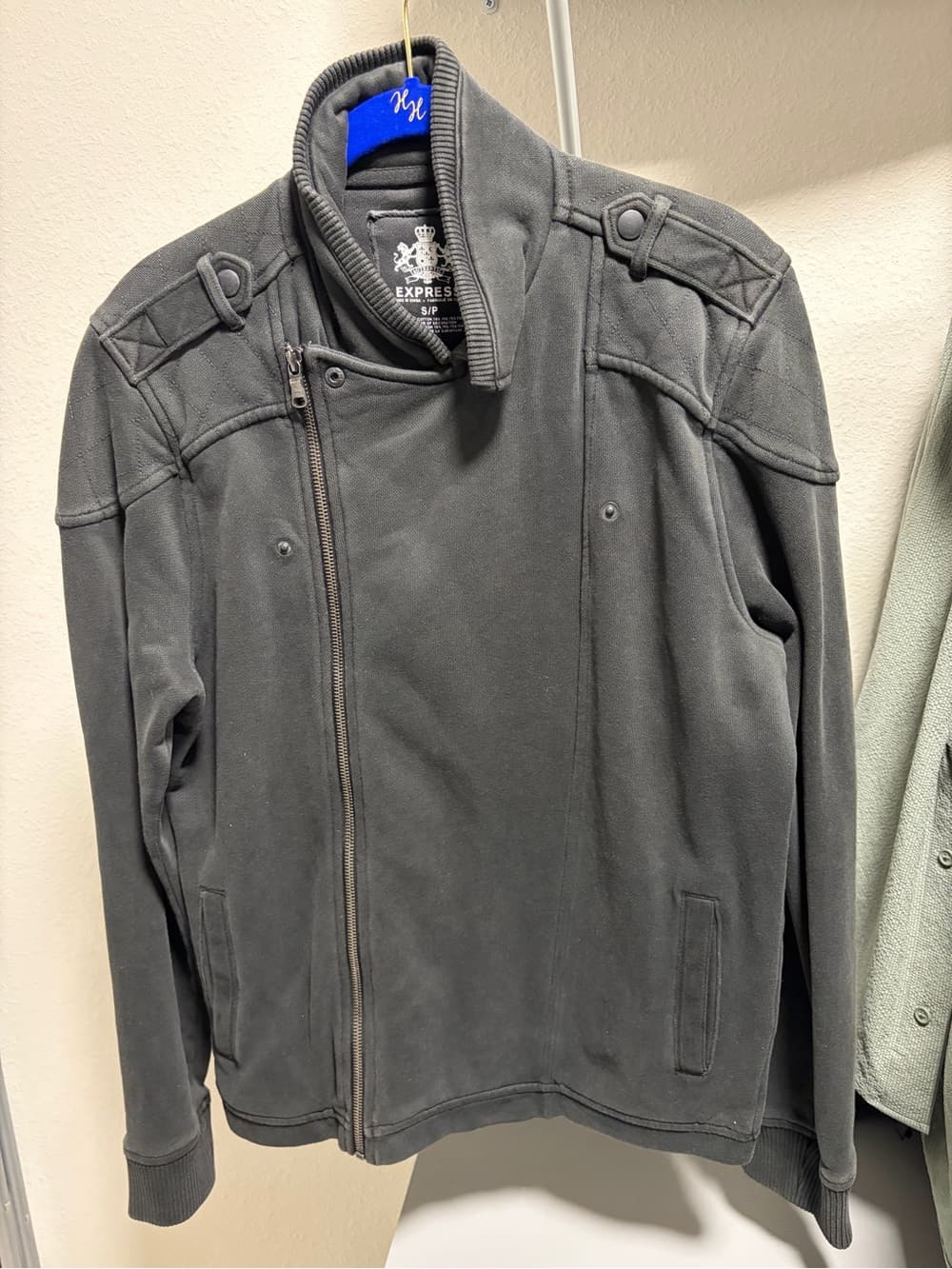 Express Charcoal Gray Zip-Front Moto Jacket