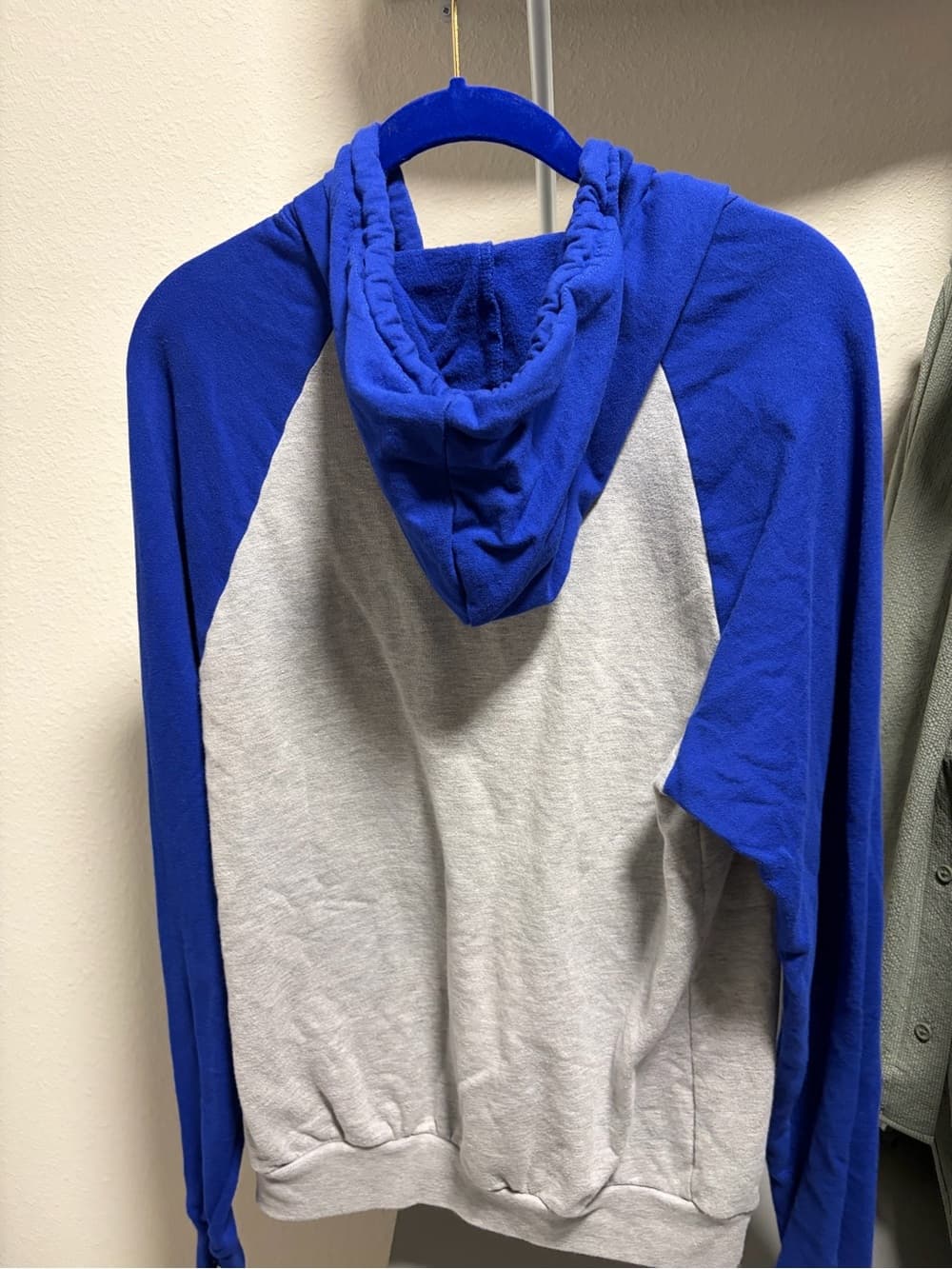 American Apparel Blue and Light Gray Raglan Zip Hoodie - Thumbnail 4