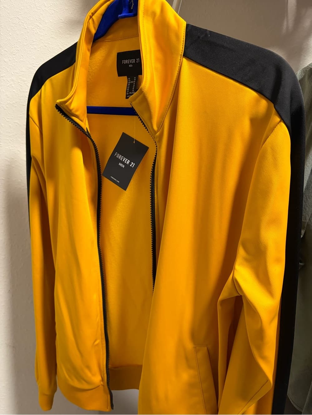 Forever 21 Men’s Yellow Track Jacket with Black Shoulder Panels