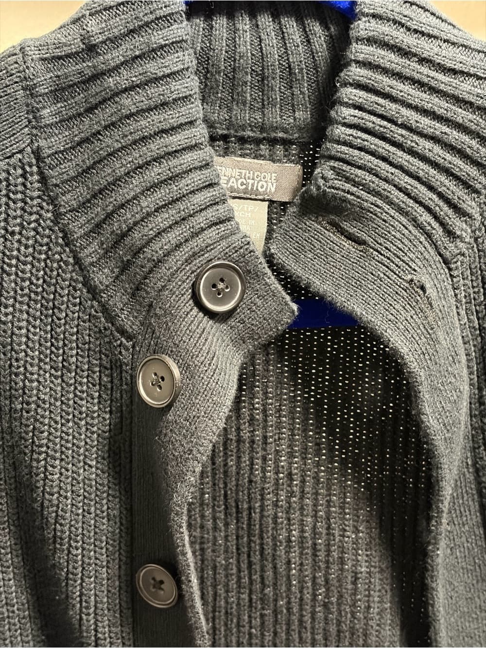 Kenneth Cole Men's Black Shawl-Collar Button Cardigan - Thumbnail 2