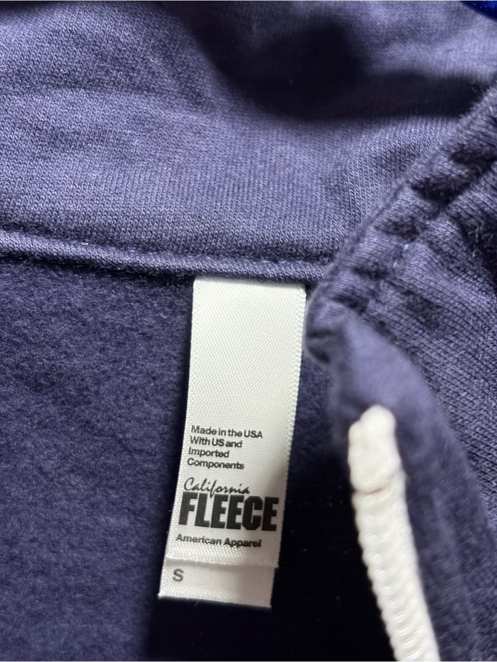 American Apparel Navy Zip-Up Track Jacket with White Piping - Thumbnail 3