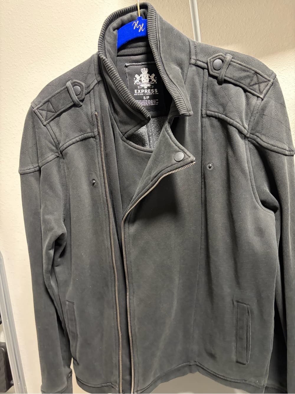 Express Charcoal Gray Zip-Front Moto Jacket - Thumbnail 4
