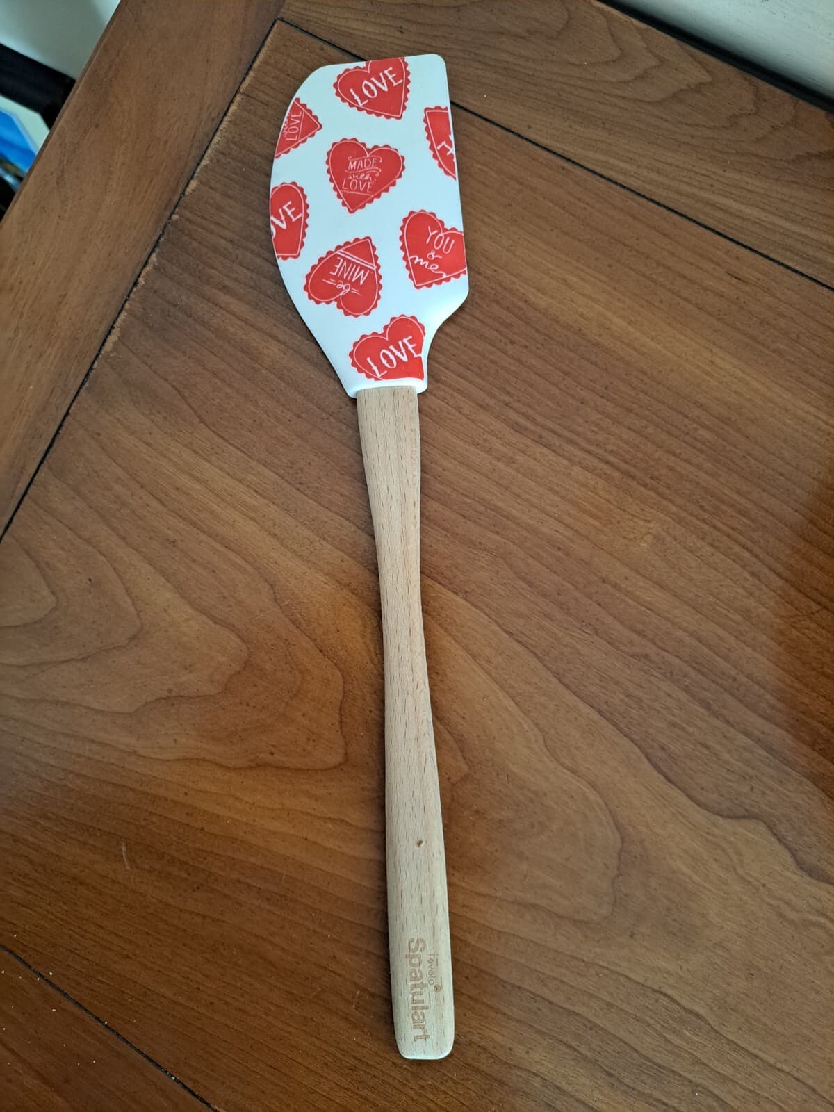 Sur La Table Tovolo Valentine Red Heart Love Spatula Silicone Wood Handle 12.5” - Thumbnail 2