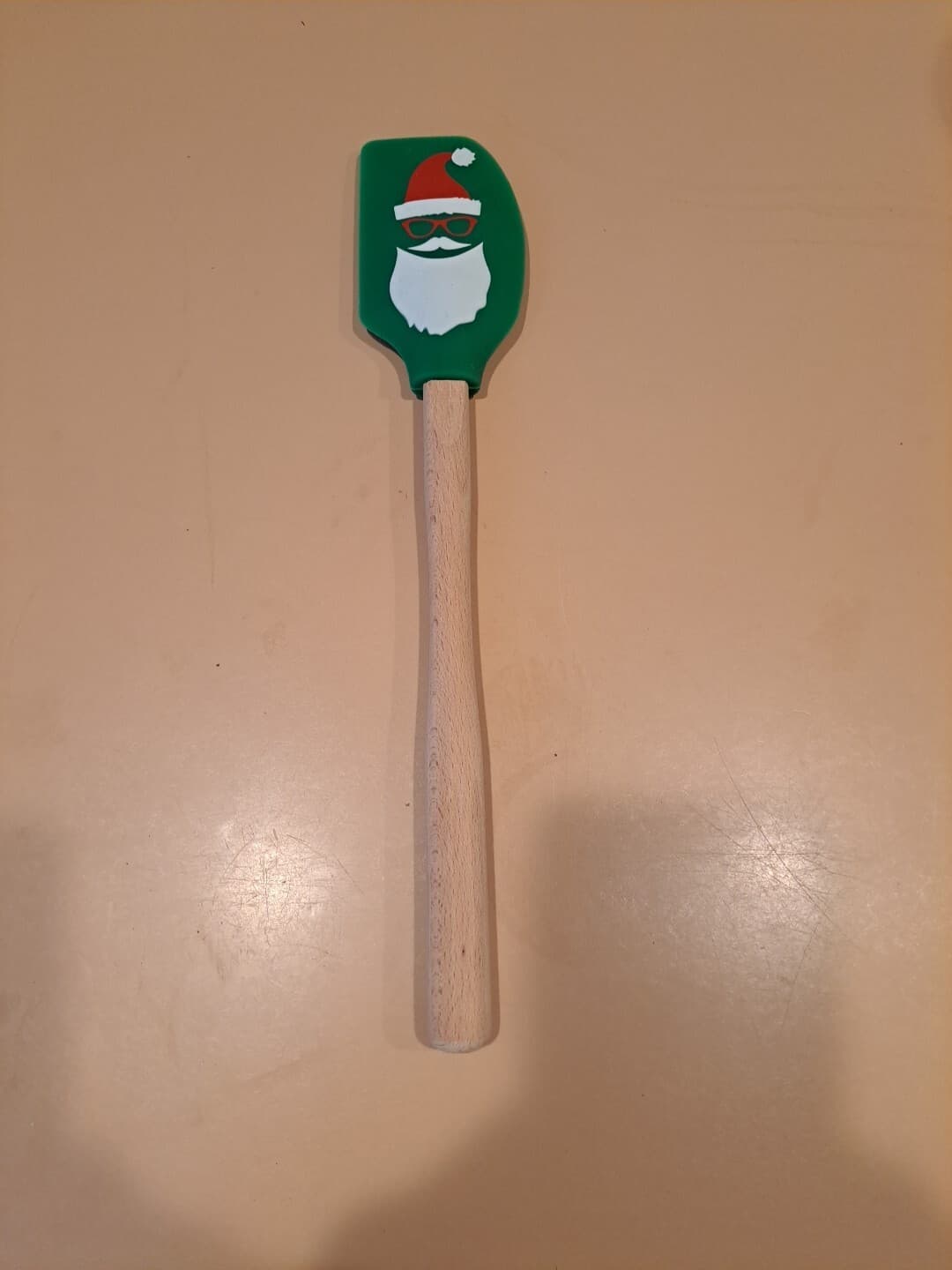 Farberware Santa Face Silicone Head Scraper Spatula Mixer Wood Handle - Thumbnail 4