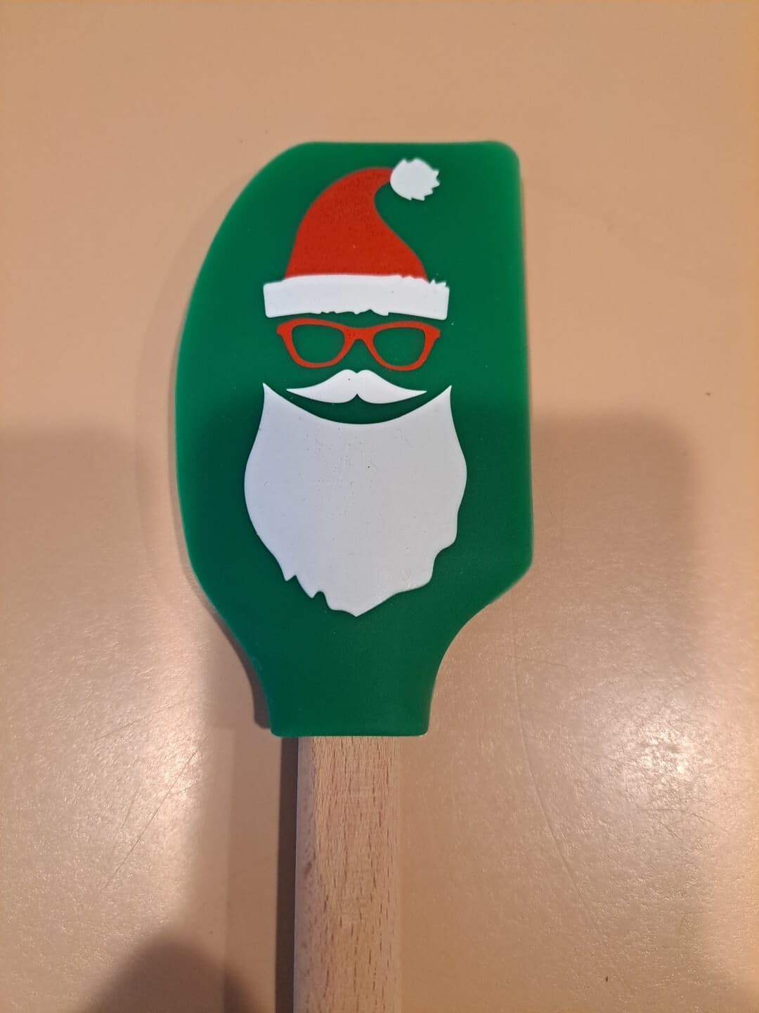 Farberware Santa Face Silicone Head Scraper Spatula Mixer Wood Handle - Thumbnail 2