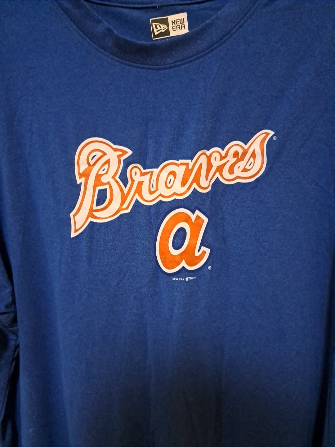 Atlanta Braves New Era Logo XL T-Shirt MLB Baseball Blue Small A Poly Blend NWT - Thumbnail 2