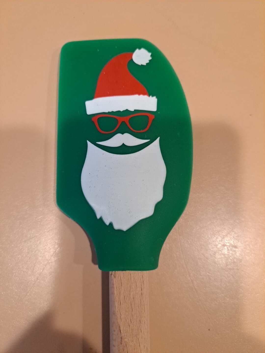 Farberware Santa Face Silicone Head Scraper Spatula Mixer Wood Handle - Thumbnail 3