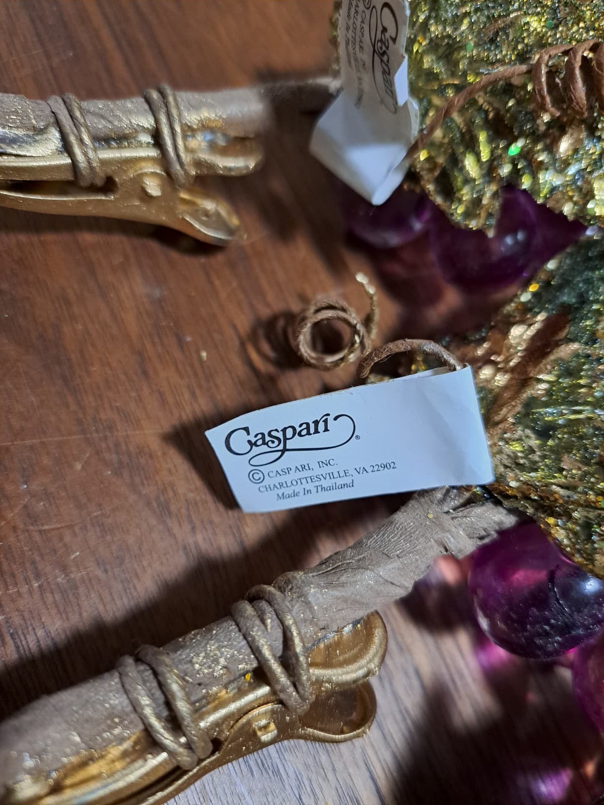 Purple Grape Bunches Clip-on Lot 4 Ornaments Decoration Caspari Lucite? Plastic? - Thumbnail 4