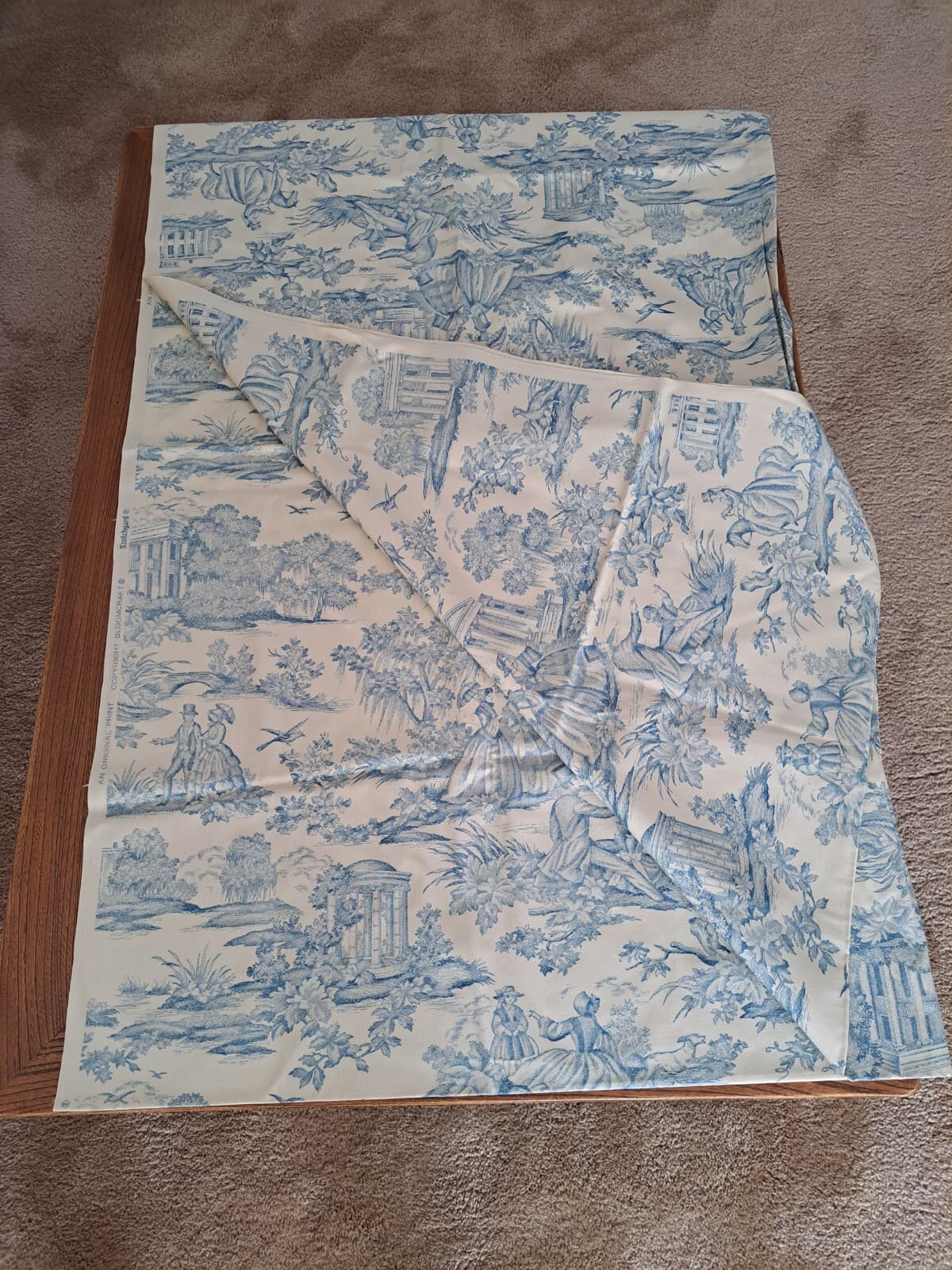 Original Bloomcraft Screen Print Upholstery Fabric Scotchgard 46" X 54” Wide NOS - Thumbnail 3