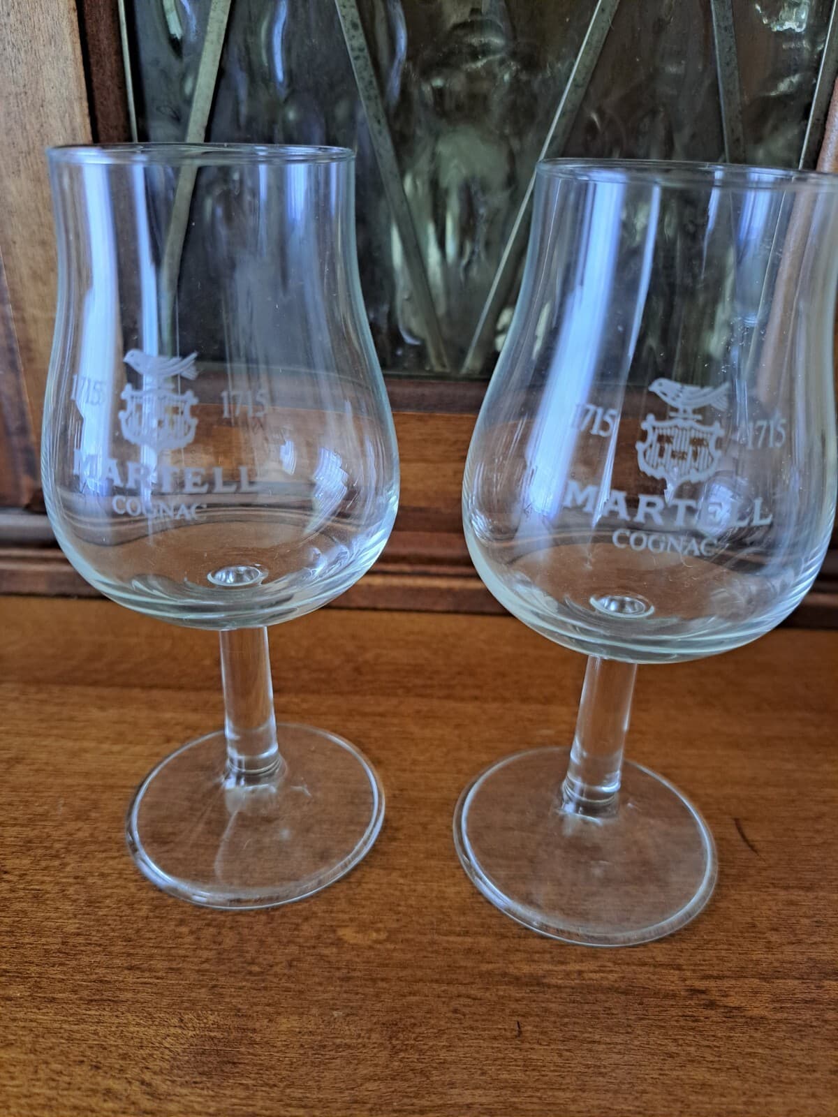 Martell Cognac Logo Stemmed Tulip Sipping Tasting Cordial Snifter Glasses Set/ 2 - Thumbnail 4