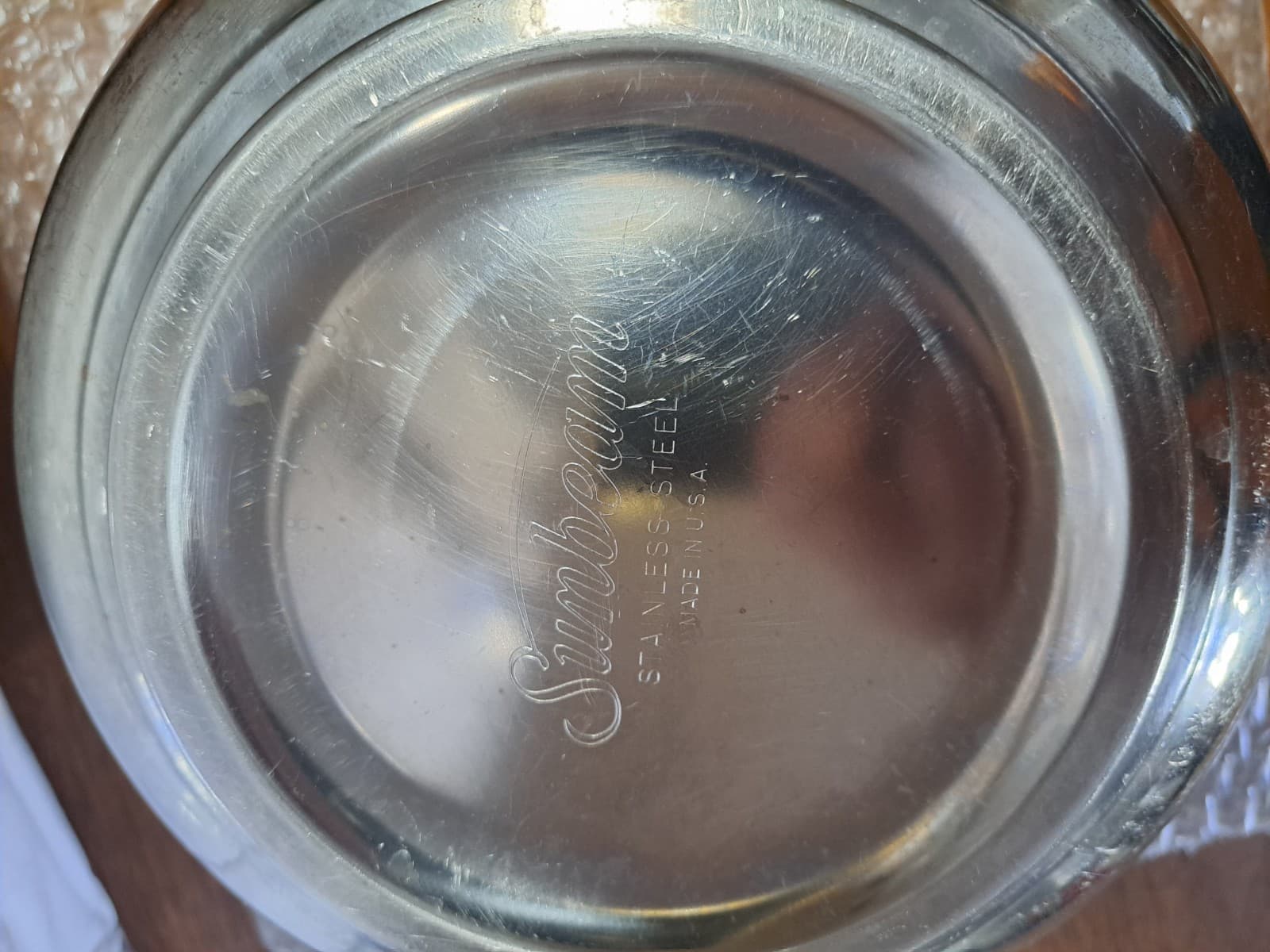 Sunbeam OEM Mixmaster 12 Spd Chrome Metal LARGE Mixing Bowl USA Stainless Part - Thumbnail 4