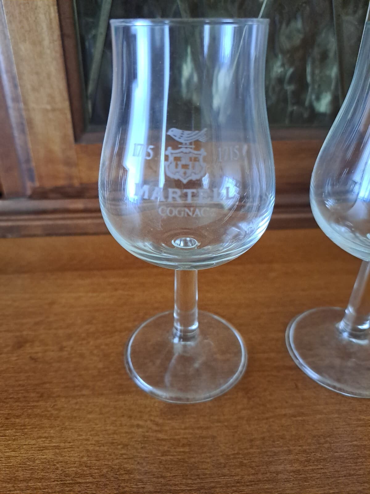 Martell Cognac Logo Stemmed Tulip Sipping Tasting Cordial Snifter Glasses Set/ 2 - Thumbnail 2