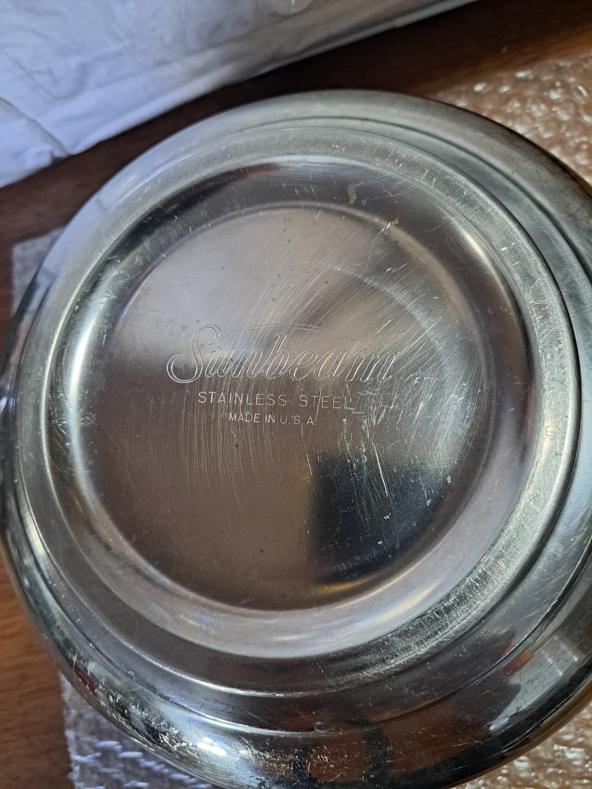 Sunbeam OEM Mixmaster 12 Spd Chrome Metal LARGE Mixing Bowl USA Stainless Part - Thumbnail 3