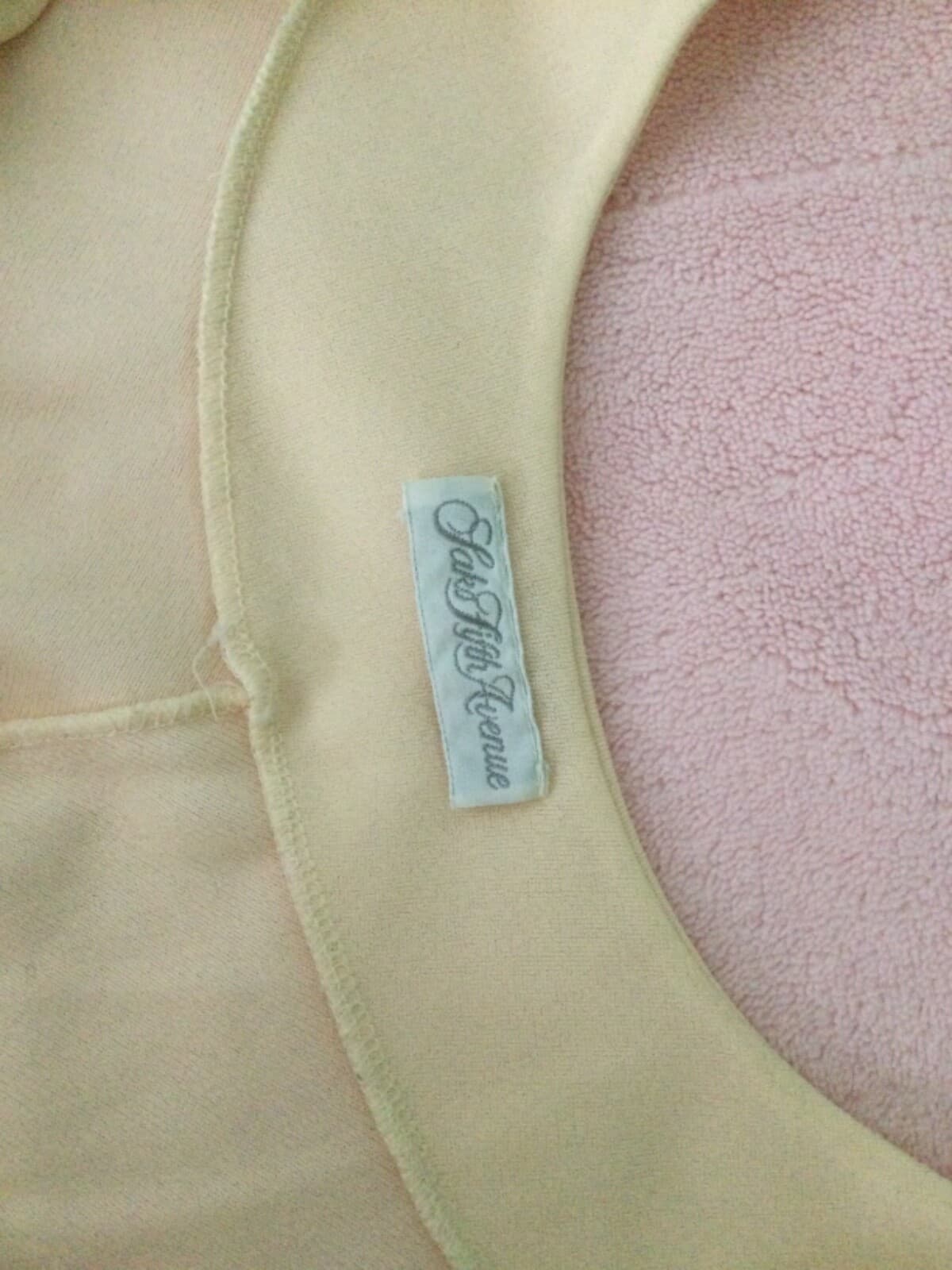 Saks Fifth Ave Vintage Peach Nylon Grecian Style Maxi Dress Nightgown sz. Small - Thumbnail 5
