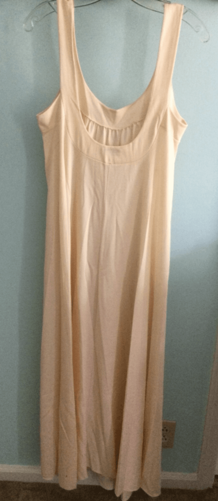 Saks Fifth Ave Vintage Peach Nylon Grecian Style Maxi Dress Nightgown sz. Small - Thumbnail 3