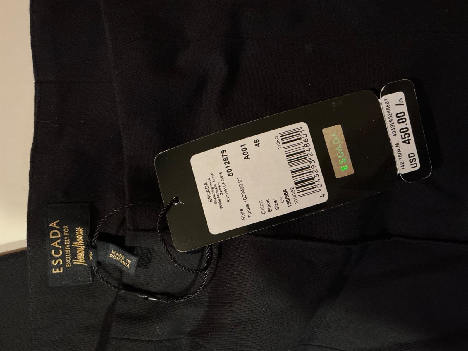 ESCADA Black Tuska Flat Front Side Zip Ankle Trousers Pants Sz 46 Stretch NWT - Thumbnail 2