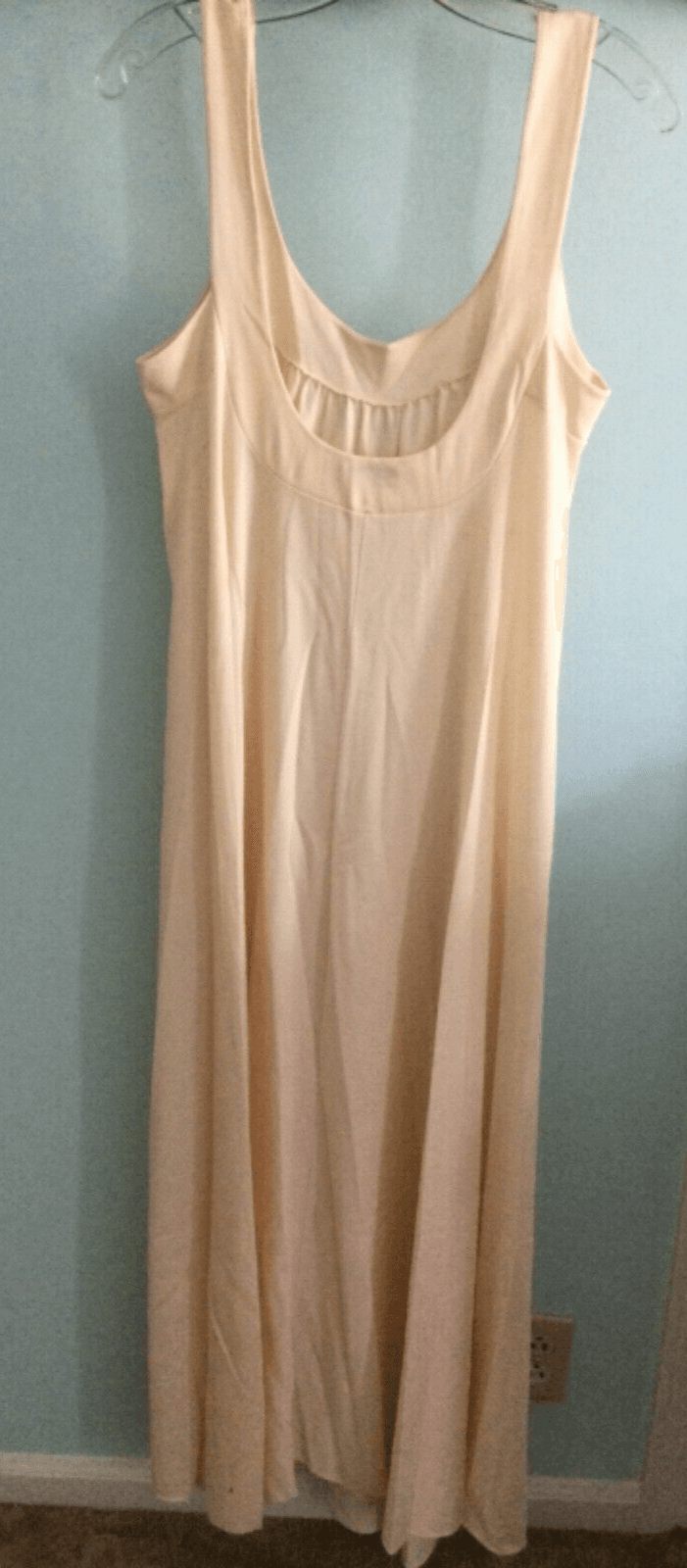 Saks Fifth Ave Vintage Peach Nylon Grecian Style Maxi Dress Nightgown sz. Small - Thumbnail 8