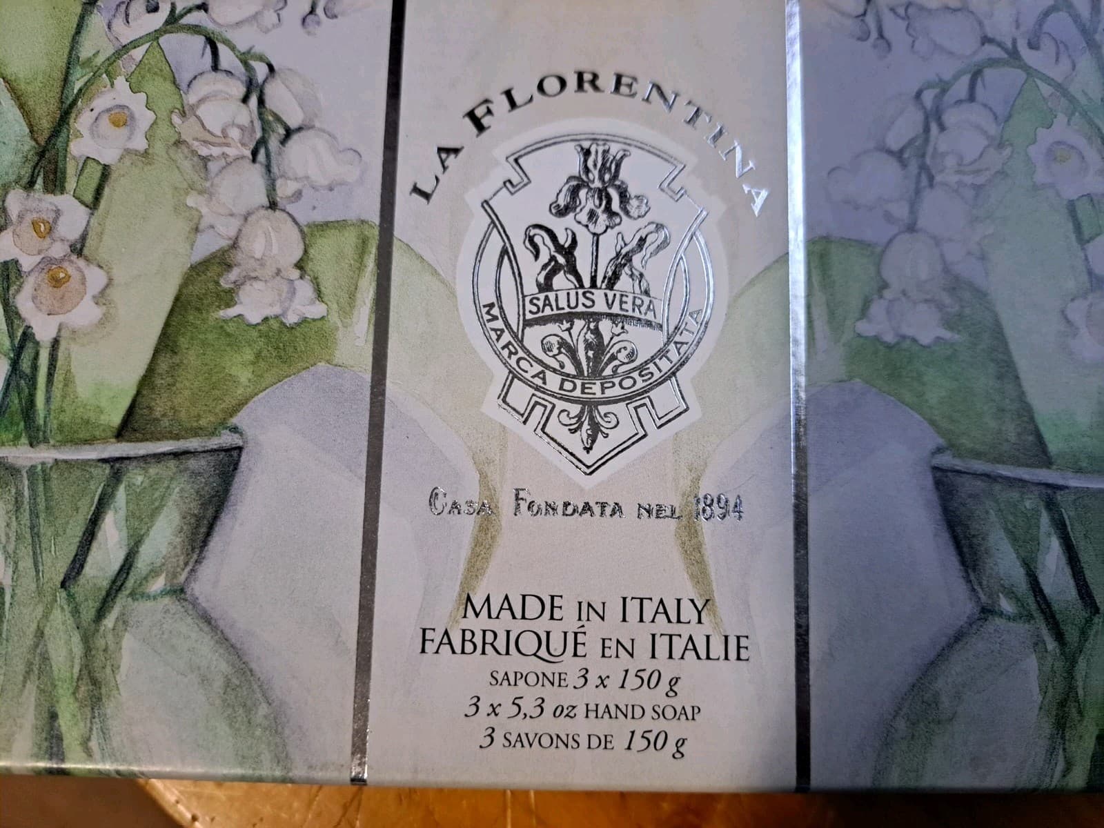La Florentina 3 pack Lily of the Valley Bar Hand Bath Soap 5.3 oz Made in Italy - Thumbnail 2