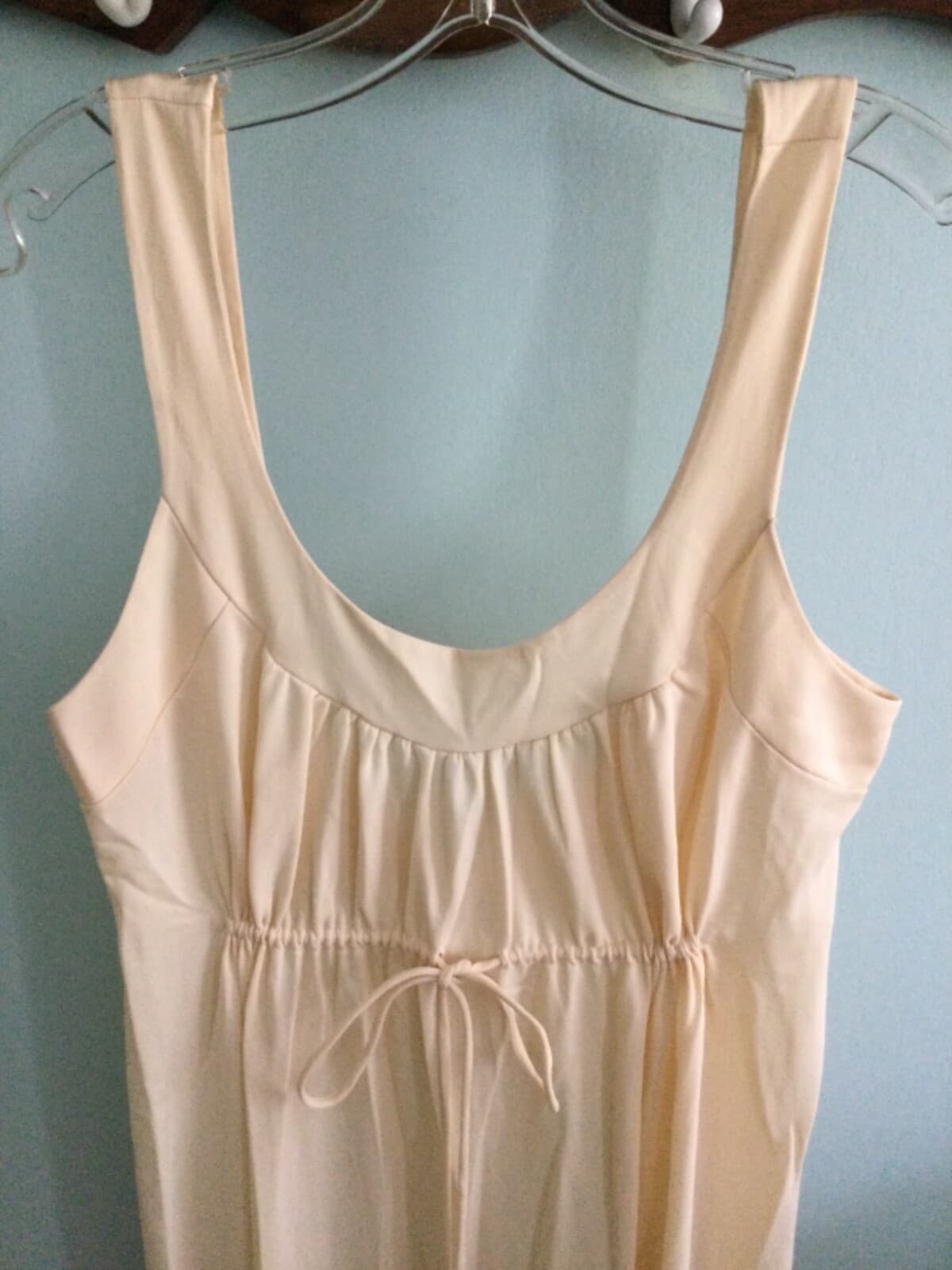 Saks Fifth Ave Vintage Peach Nylon Grecian Style Maxi Dress Nightgown sz. Small - Thumbnail 2