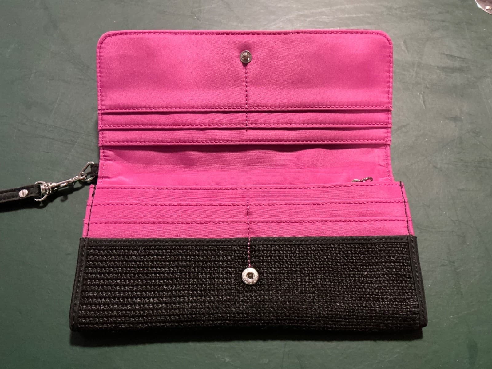 The SAK Black Crochet Clutch Wallet Woven Knit Billfold 7.5”x 4" - Thumbnail 3