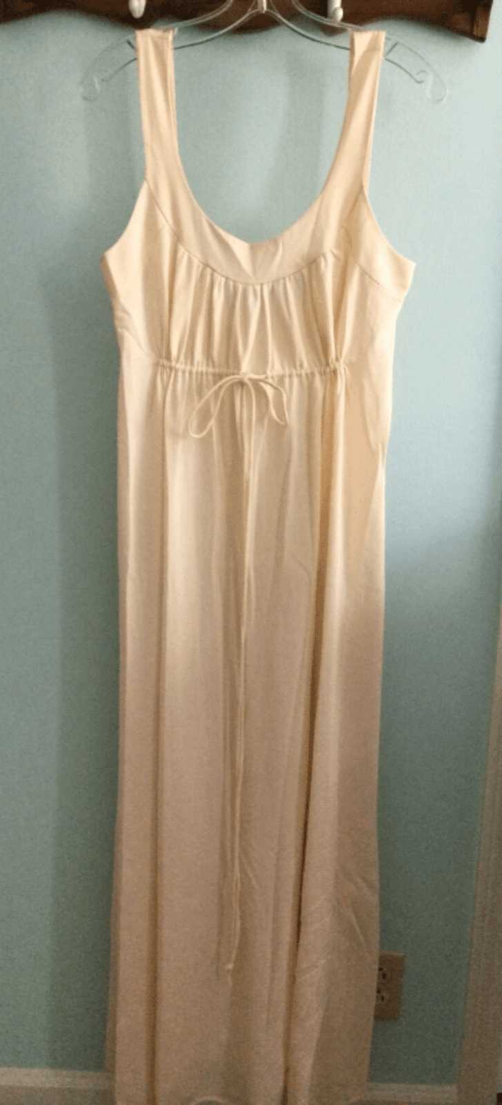 Saks Fifth Ave Vintage Peach Nylon Grecian Style Maxi Dress Nightgown sz. Small - Thumbnail 6