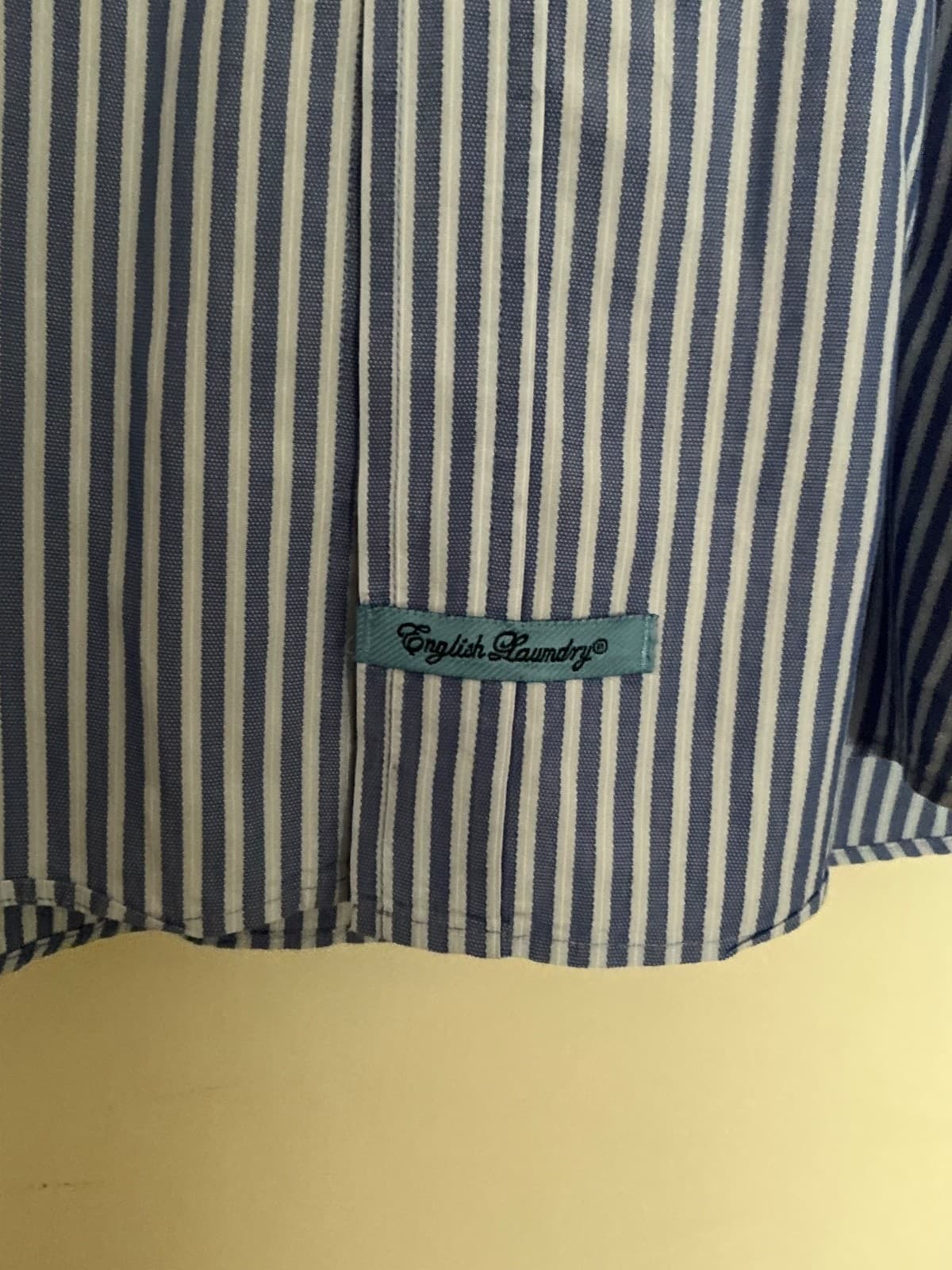 English Laundry Blue Striped Long Sleeve Dress Shirt Size 17.5 34-35 Cotton - Thumbnail 2