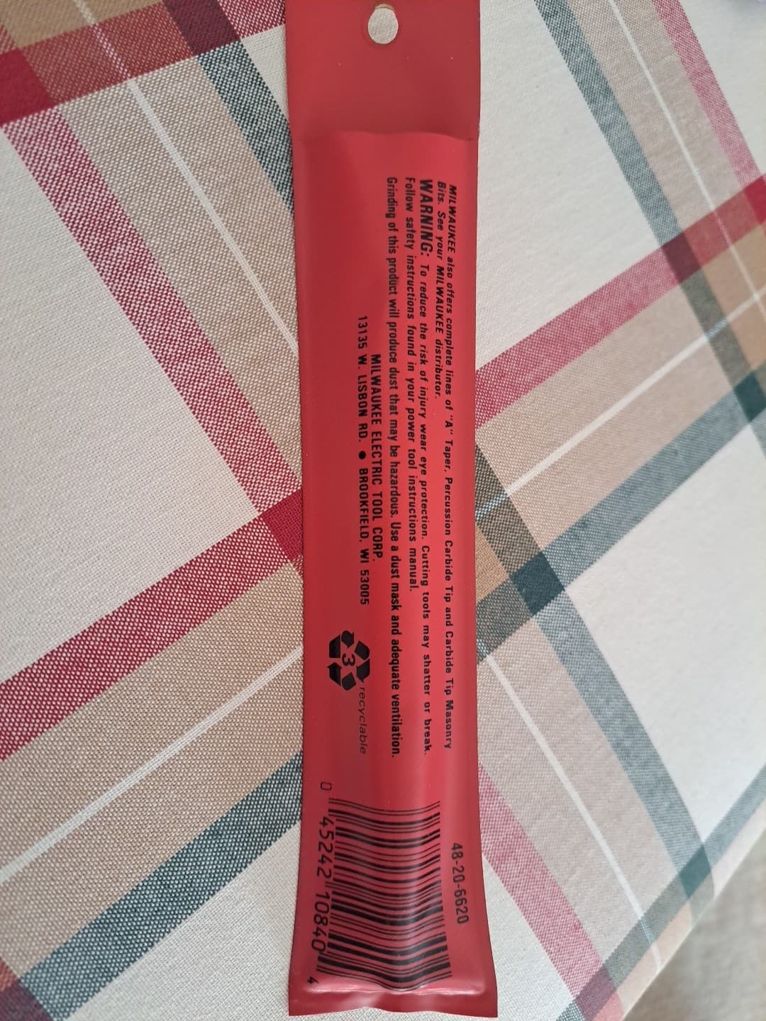 MILWAUKEE 5/8" Carbide Tip PERCUSSION Drill Bit No. 48-20-6620 6" OAL 1/2" Shank - Thumbnail 3