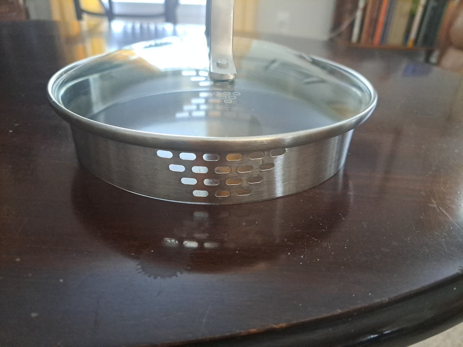 Calphalon Sauce Pot Replacement Strainer Lid Stainless Glass Inside Rim 7" - Thumbnail 2