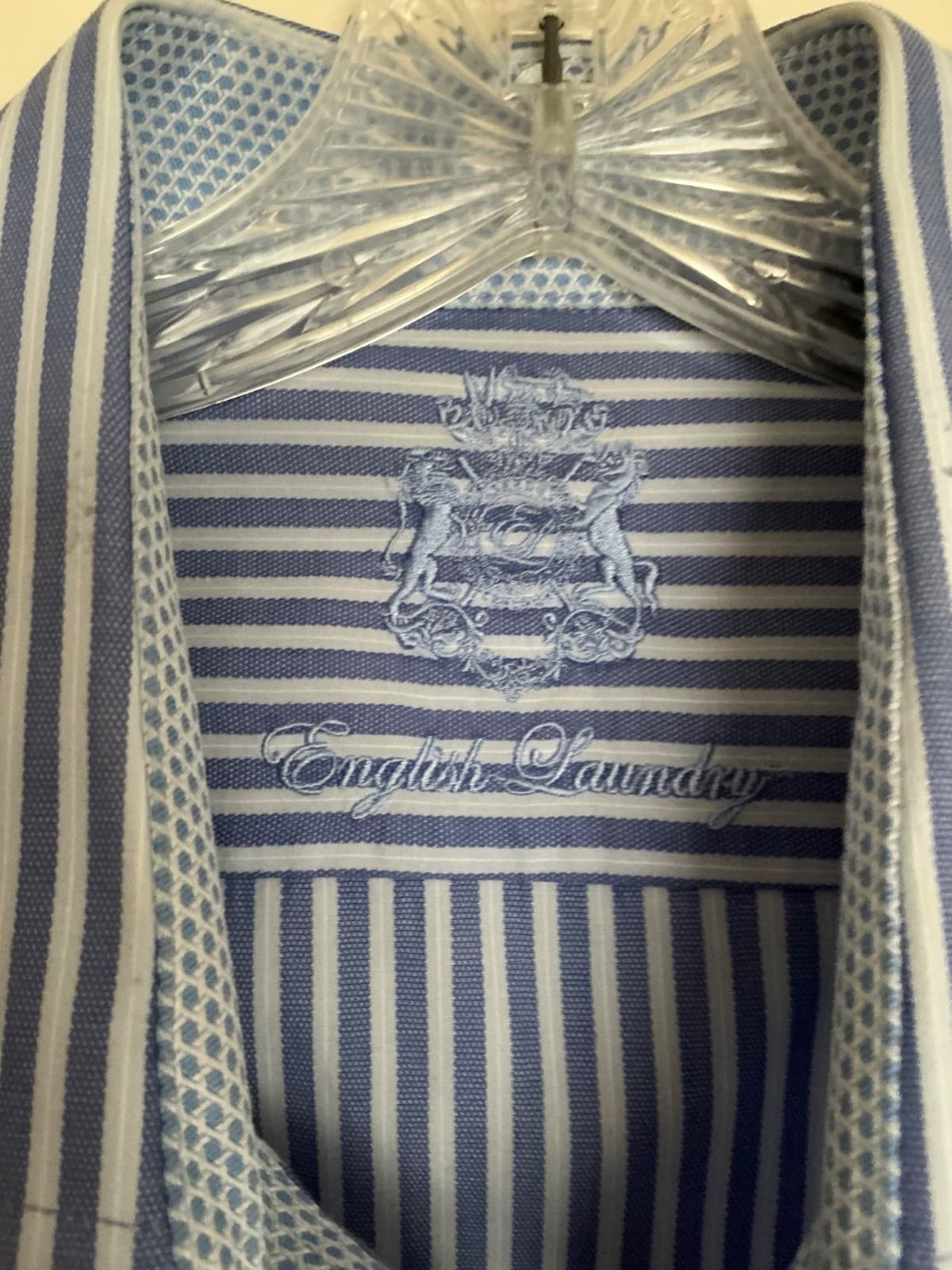 English Laundry Blue Striped Long Sleeve Dress Shirt Size 17.5 34-35 Cotton - Thumbnail 4