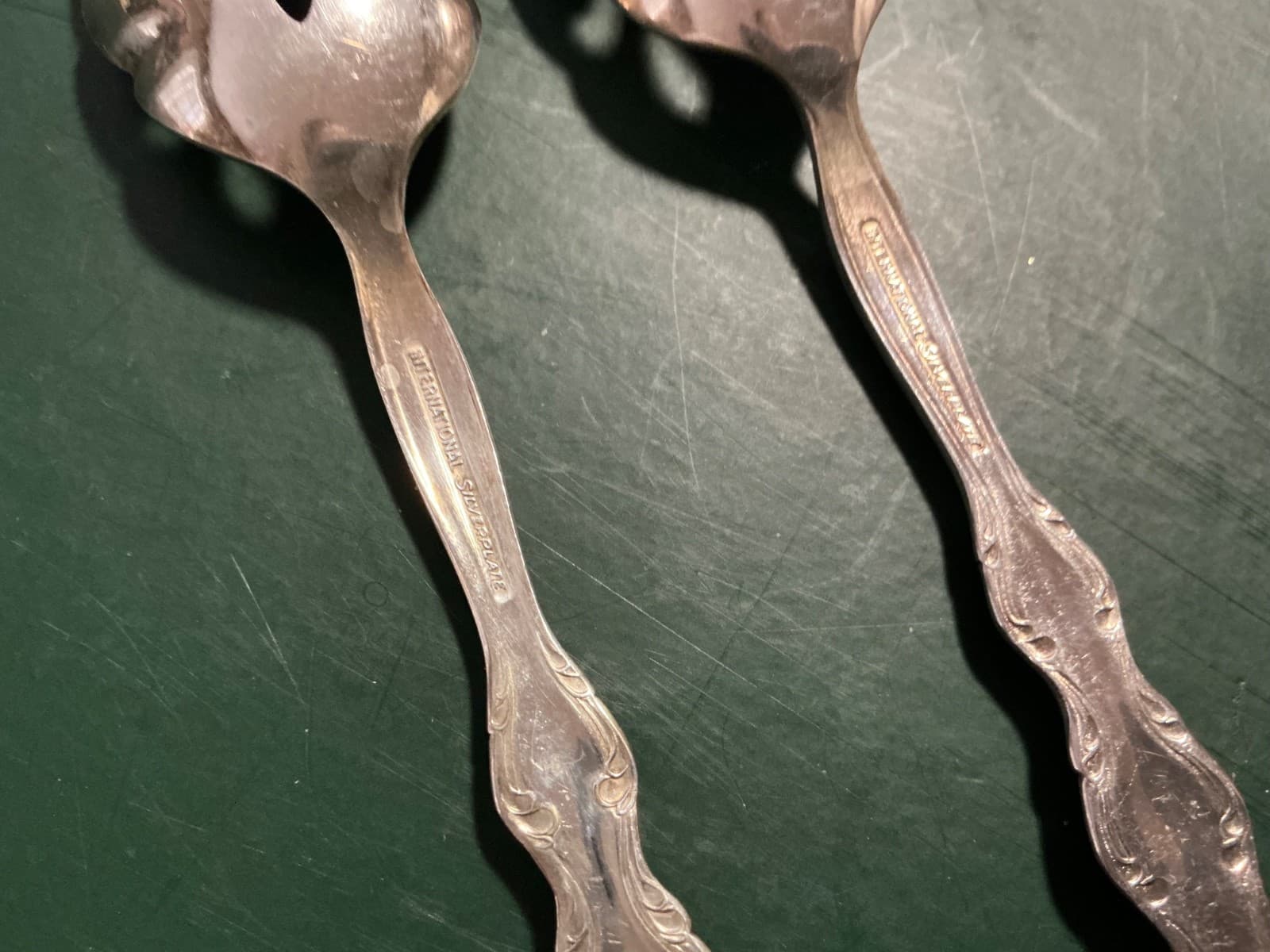 International Silver Silver-plate "Interlude" Pierced Shell Sugar Spoon Lot of 2 - Thumbnail 8
