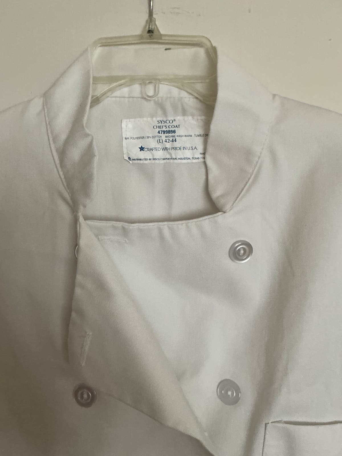 Sysco Chef Coat Jacket Mens L White Long Sleeve Button Up Cotton Blend NEW USA - Thumbnail 2