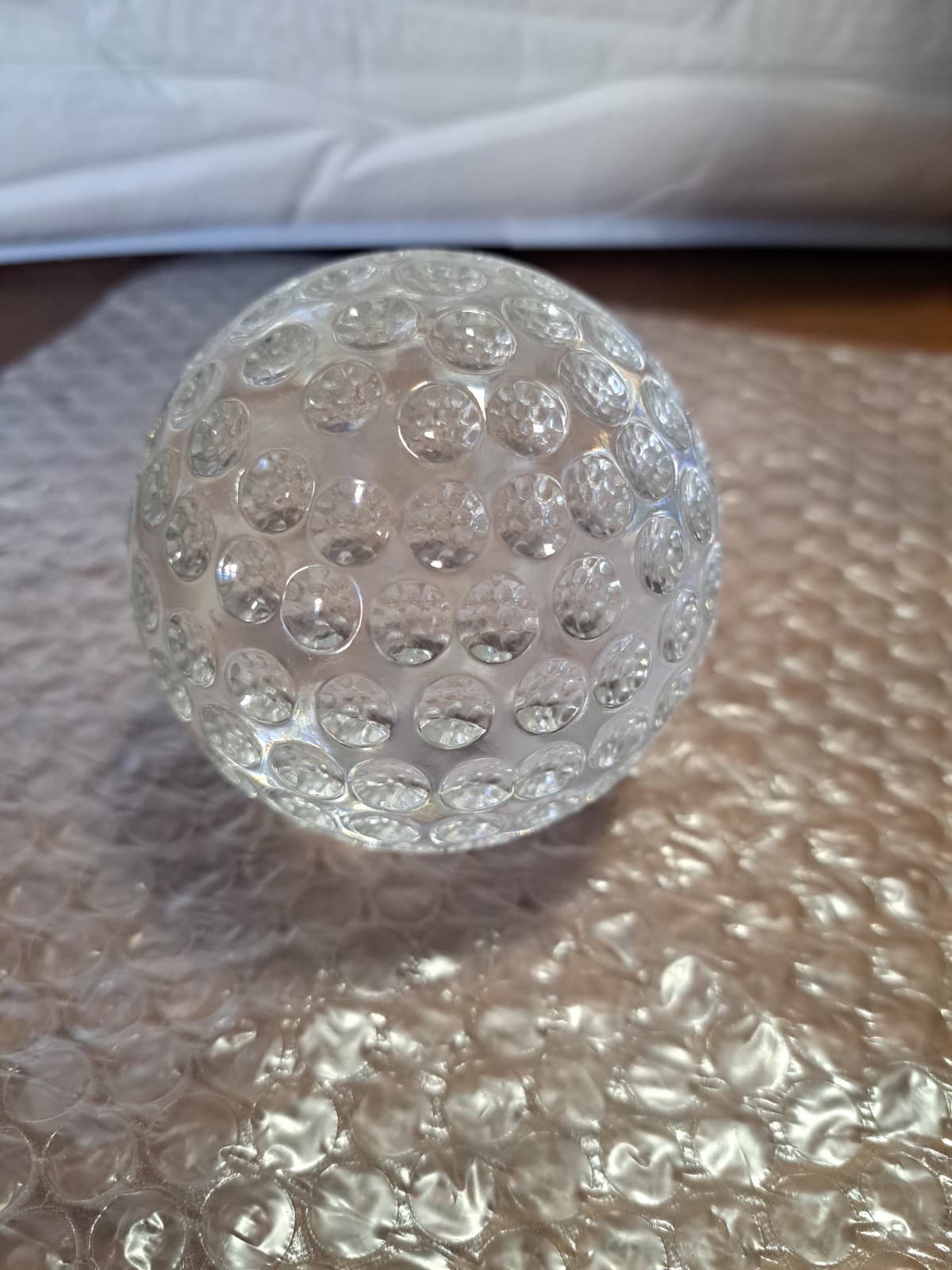 Oleg Cassini Crystal Glass Golf Ball Paperweight Clear Signed 3" - Thumbnail 7