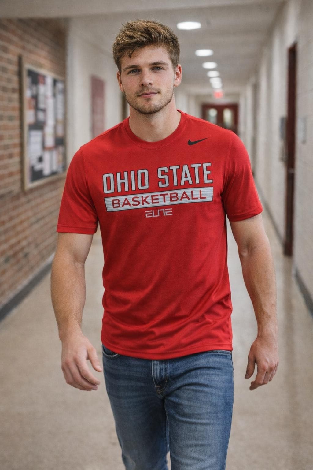 Nike Men's Ohio State Buckeyes Dri-Fit Basketball Elite Practice T-Shirt Large - Thumbnail 2