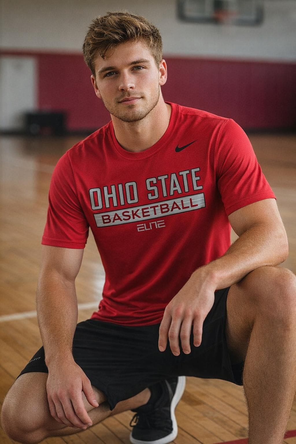 Nike Men's Ohio State Buckeyes Dri-Fit Basketball Elite Practice T-Shirt Large - Thumbnail 5