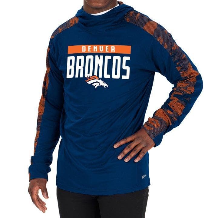 Zubaz Men's Denver Broncos Elevated Camo Lightweight Hoodie Blue Large